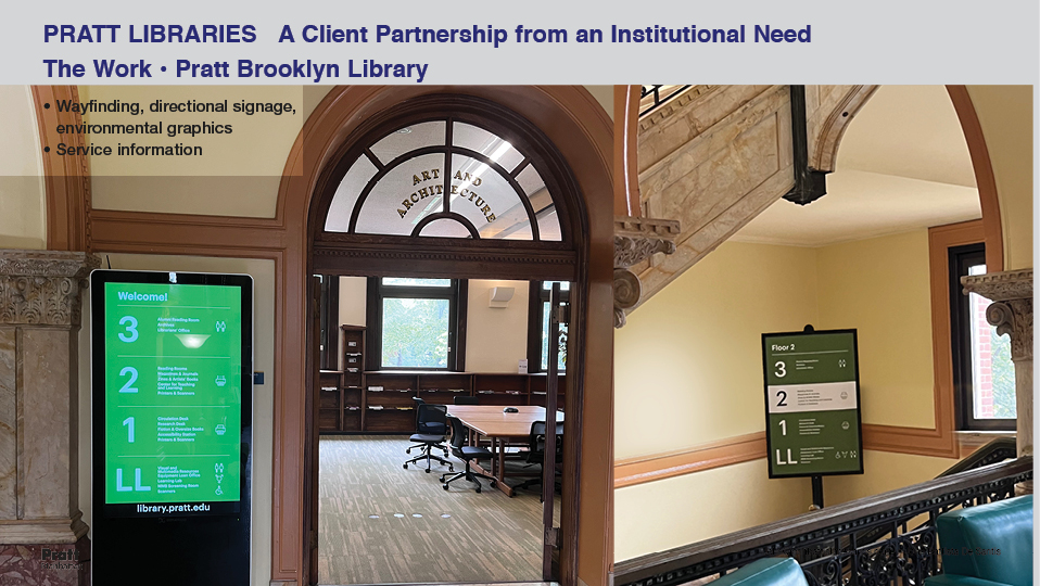 Pratt Libraries partnership signage and communication design